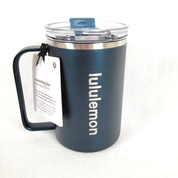 lululemon athletica Other - Lululemon Insulated Mug Cup 12oz/350 ml Blue Double-Walled Logo Coffee Cold Hot